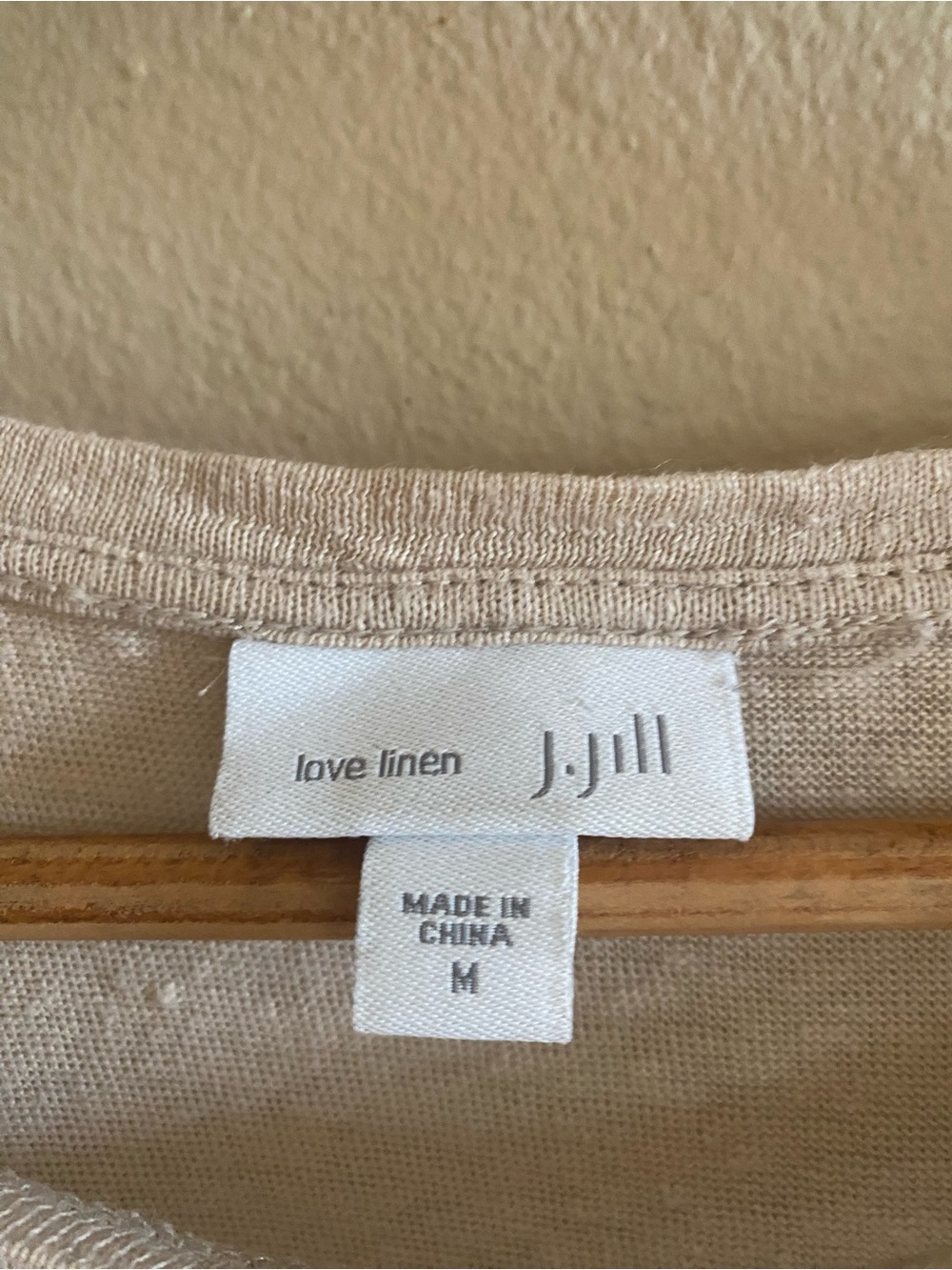 J Jill Linen Beige Short Sleeve Angled Hem Top - Picture 3 of 4